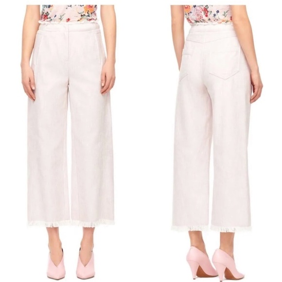 Rebecca Taylor| Slub Wide Leg Crop Pant|Size 4 - Picture 2 of 7